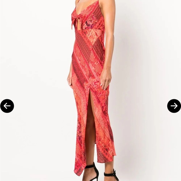 Sexy date hot Asymmetrical Midi Dress Summer Bright Coral red orange pink spring - Picture 7 of 9